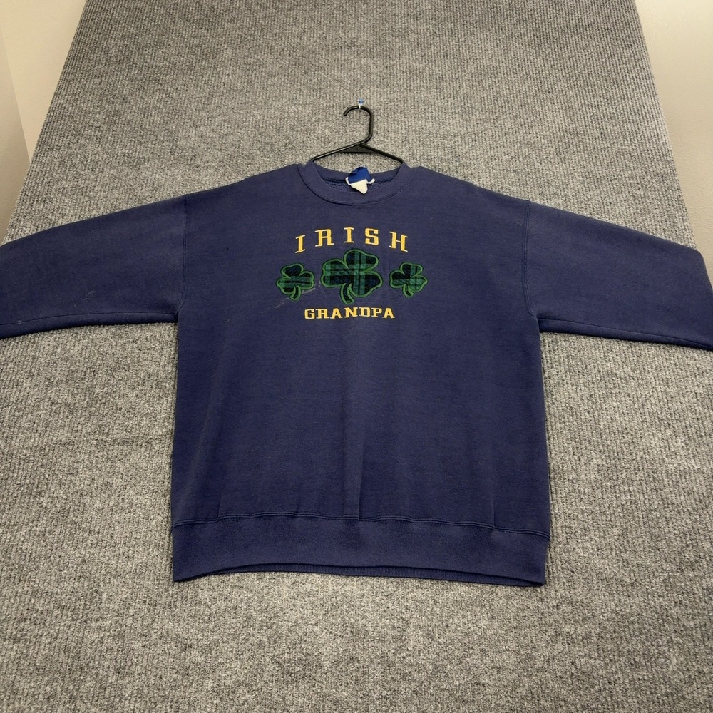 Vintage Oarsman Sweatshirt Mens‎ XXL Blue Cotton Irish Grandpa Shamrock Graphic